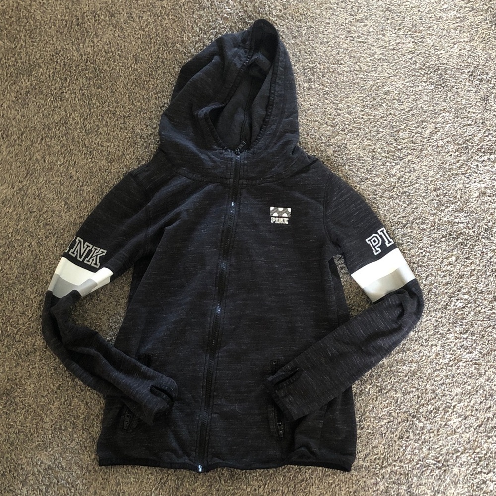 PINK Victoria's Secret Black Zip-Up Hoodie Jacket